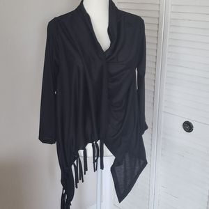 NWT Black Slipon Sweater with Fringe